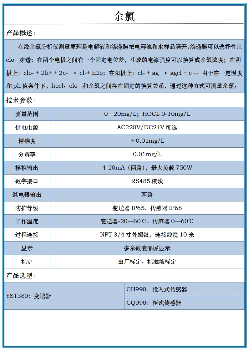 余氯分析仪 余氯分析仪